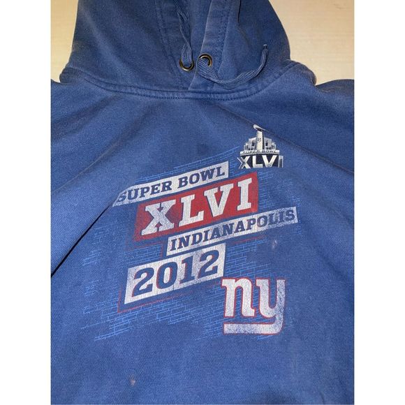 Vintage Super Bowl XLVI Indianapolis 2012 NY Giants Hoodie NFL TEAM APPAREL XL - Picture 2 of 7